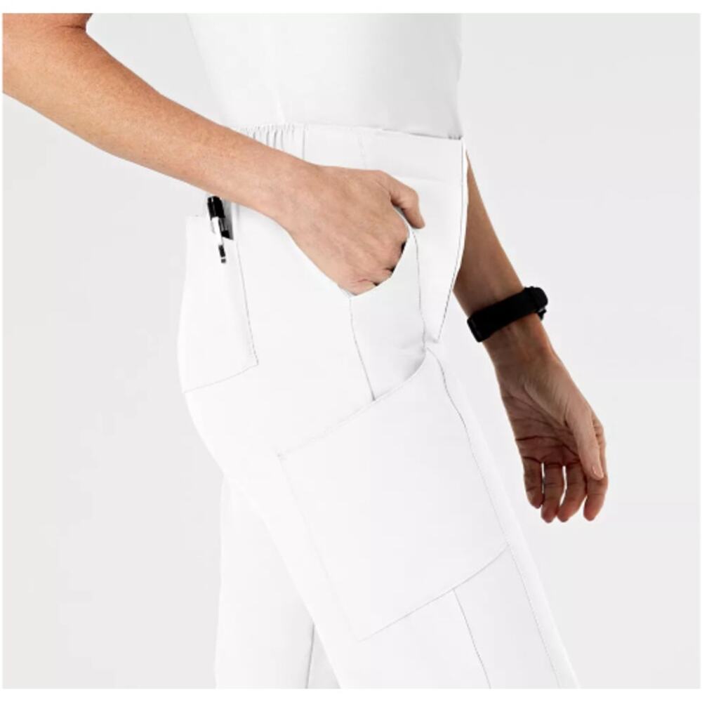 Flat Front Cargo Scrub Pant Sz Medium Petite White NWT Wink W123